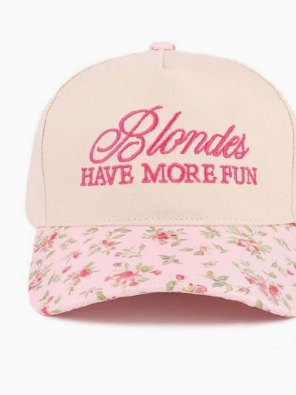 Blondes Have More Fun Pink Floral Baseball Cap